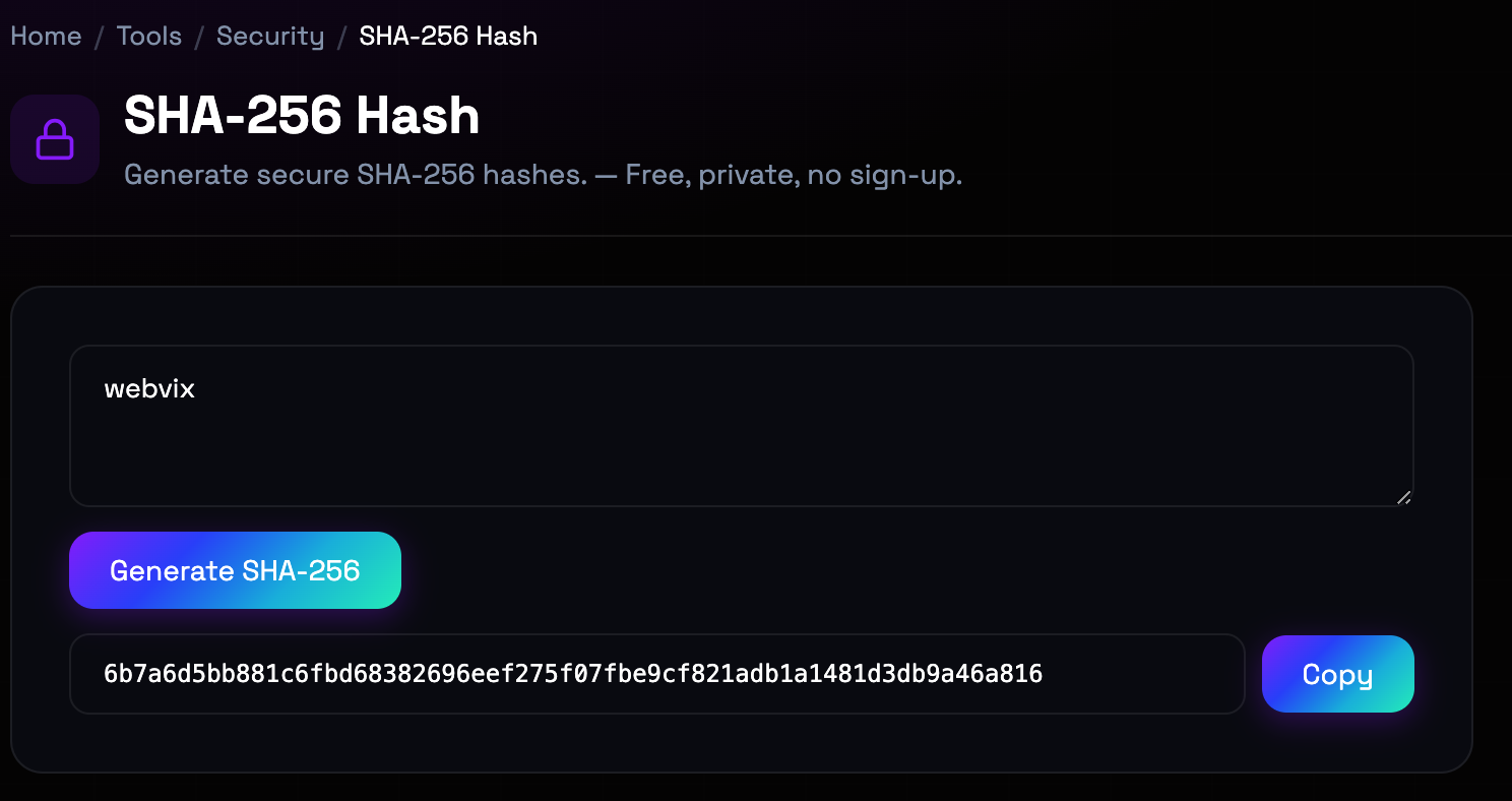 How to use SHA-256 Hash online — free, fast, and private